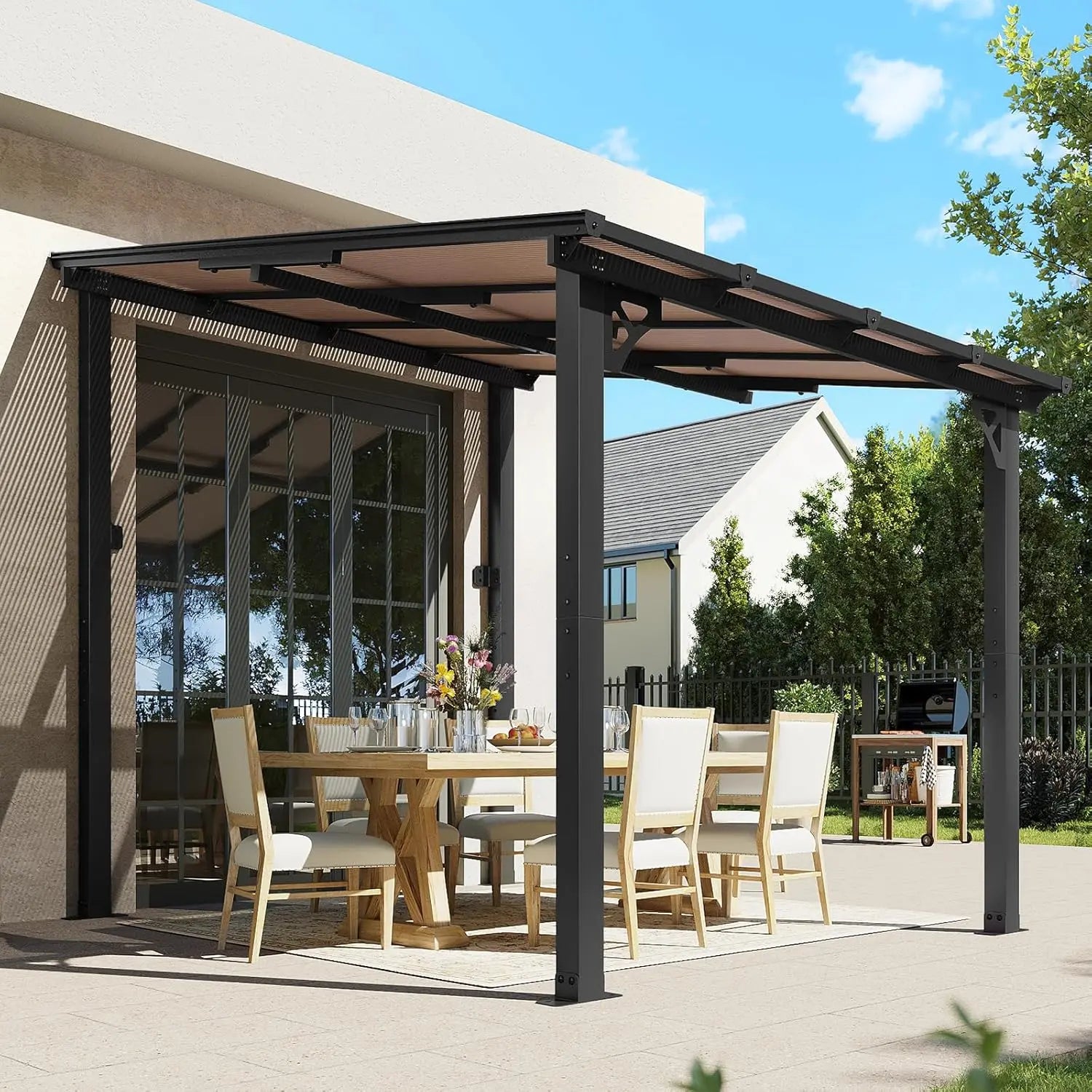 Customized 3-Seat High Back Patio Sofa with Wide Armrest, Thick Soft Cushions, Weatherproof, Suitable for Porch, Deck