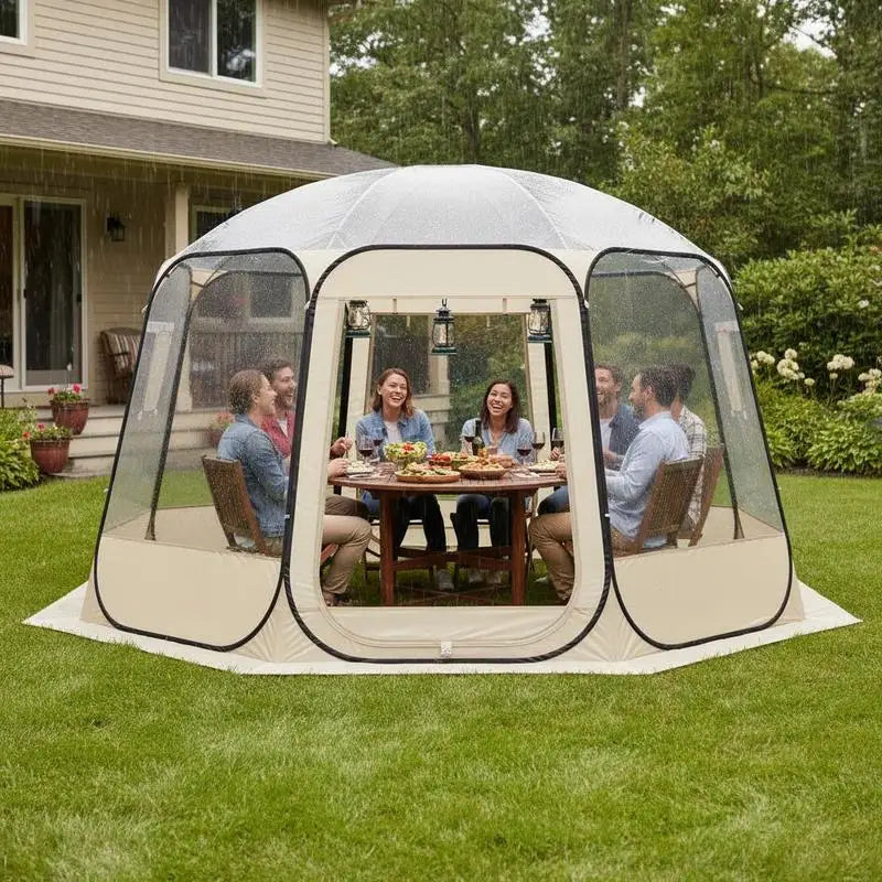 Pop-up bubble tent, 366 x 345 x 220 cm, transparent camping tent, garden dome igloo tent with windows, sports tent, 540° panoramic view, for 10-12 people, terrace, backyard