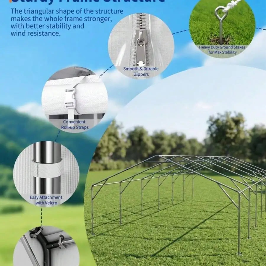 20x40 Ft Heavy Duty Party Tent With Removable Sidewalls And Windows Commercial Wedding Canopy