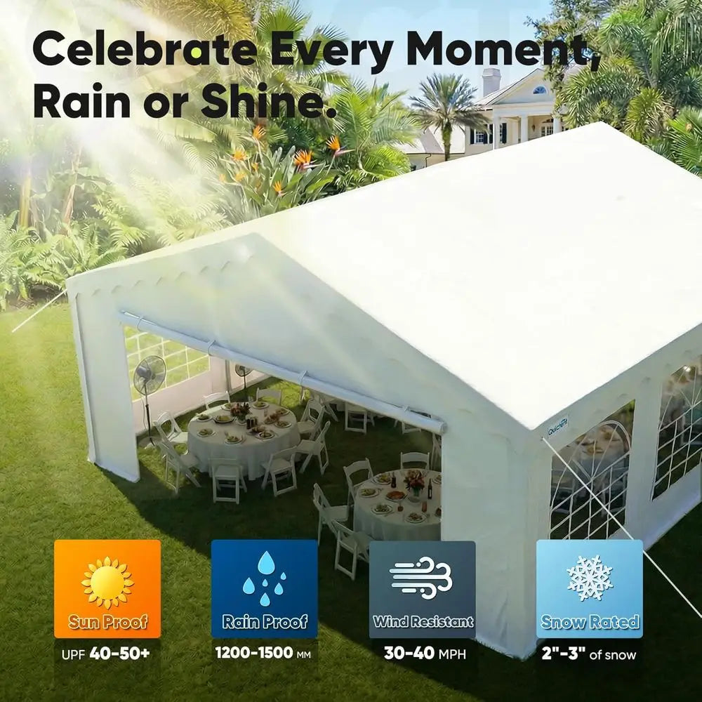 Heavy-Duty 20x40 Outdoor Party Tent with Galvanized Steel Frame for Weddings and Events, Includes Storage Bag