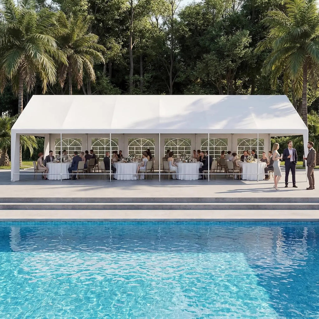 20x40 Party Tent, Heavy Duty White Wedding Canopy with Removable Sidewalls & Steel Frame, Event Shelter Tent for, Customized