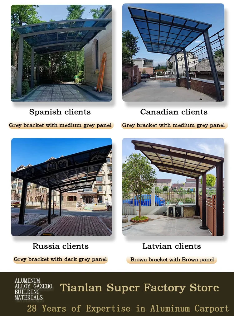 Modern Aluminium Carport, Tough Polycarbonate Canopy, Multi-scene Single Carport,Snow & Hail Resistant Shelter for Private Homes