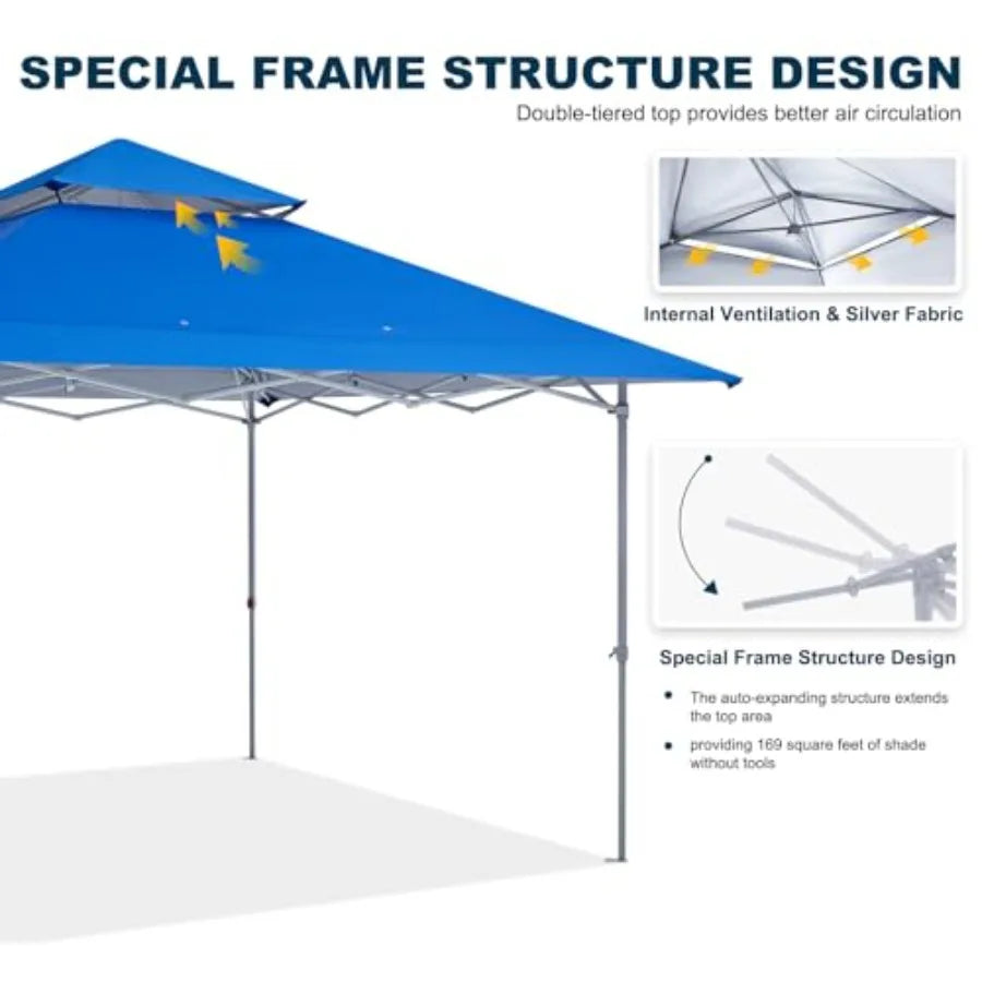 13x13 Pop-Up Canopy Tent Instant Shelter Outdoor Canopy with Wheeled Bag Blue
