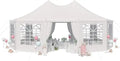26'x19' Party Tent, White Wedding Tent, Decagonal Heavy Duty Canopy with 8 Removable Sidewalls, 8 Church Windows and 2 Pull-Bac
