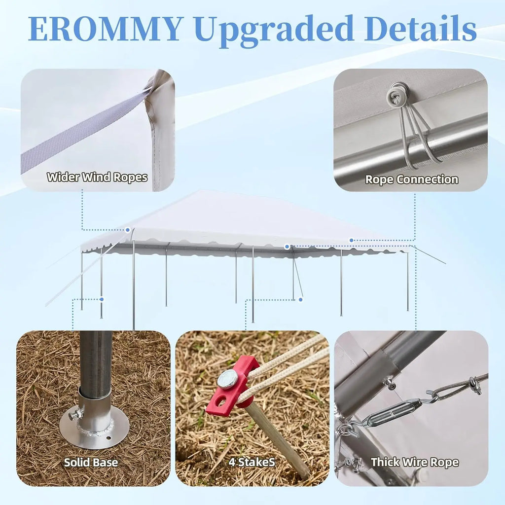 20x30ft Heavy Duty Waterproof Party Tent Gazebo for Commercial & Backyard Wedding Event, White Frame & Cover, Customized