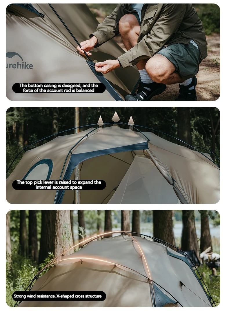 Naturehike SOLO Camping Tent Ultralight Silicon Coated Outdoor 4 Seasons Tents Waterproof 15D Nylon Double Layer Hiking Tent
