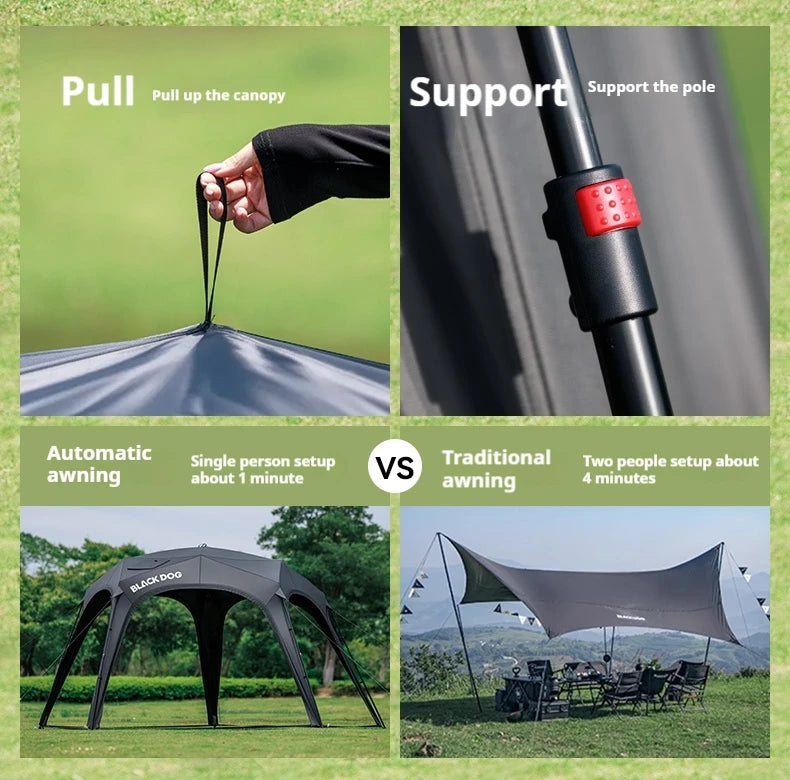 Naturehike BLACKDOG Camping Dome Tent Sunshade 150D Oxford Cloth Combination Buckle or Zipper Outdoor Travel Tent With Chimney