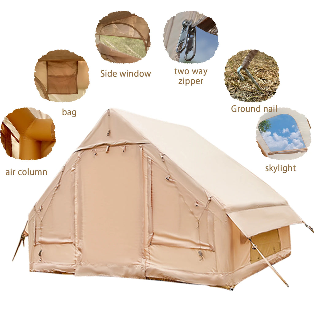 PAKICETUS Inflatable camping tent 4-8 people with windows portable water-resistant camping tent  Four season tents
