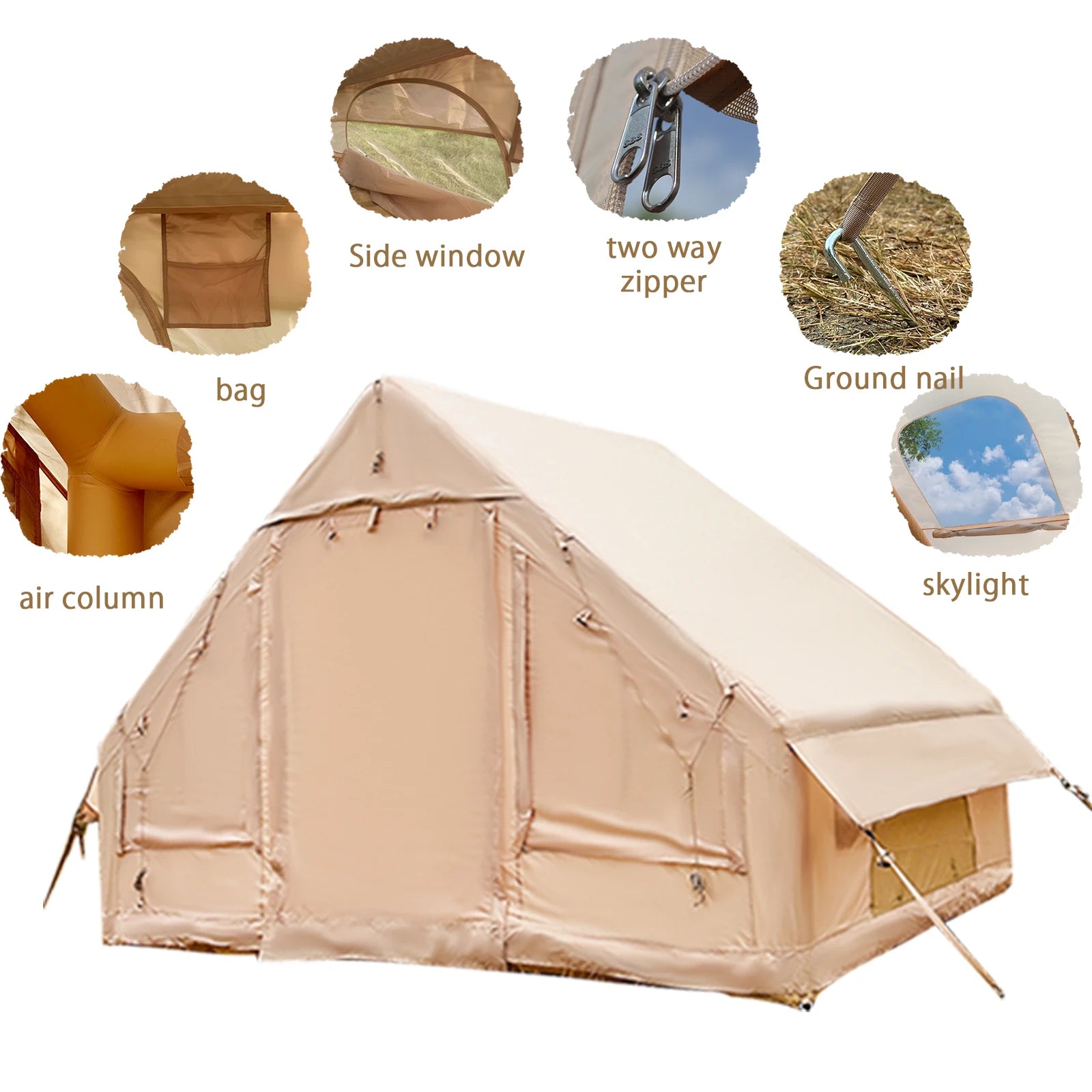 PAKICETUS Inflatable camping tent 4-8 people with windows portable water-resistant camping tent  Four season tents