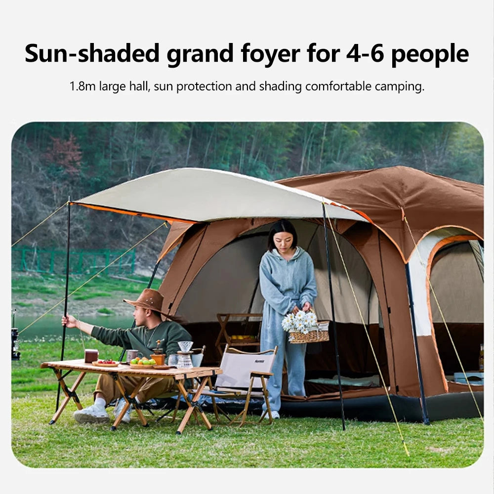 4-12 Person Camping Tent Family Waterproof Sunproof 210D Oxford Windproof 2 Room Tent 4 Season Outdoor Backpacking Equipment