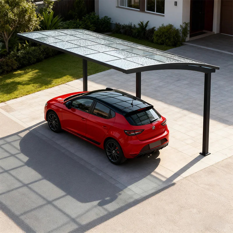 Modern Aluminium Carport, Tough Polycarbonate Canopy, Multi-scene Single Carport,Snow & Hail Resistant Shelter for Private Homes
