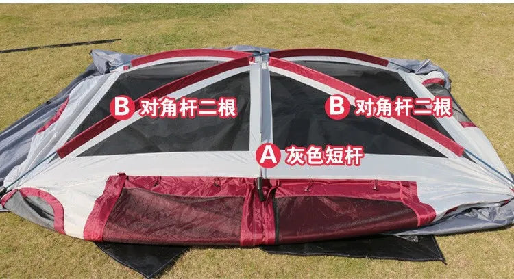 2026New Outdoor 8-12 People Double Rain And Sun Protection Family Road Trip Picnic Camping Two Rooms Tent