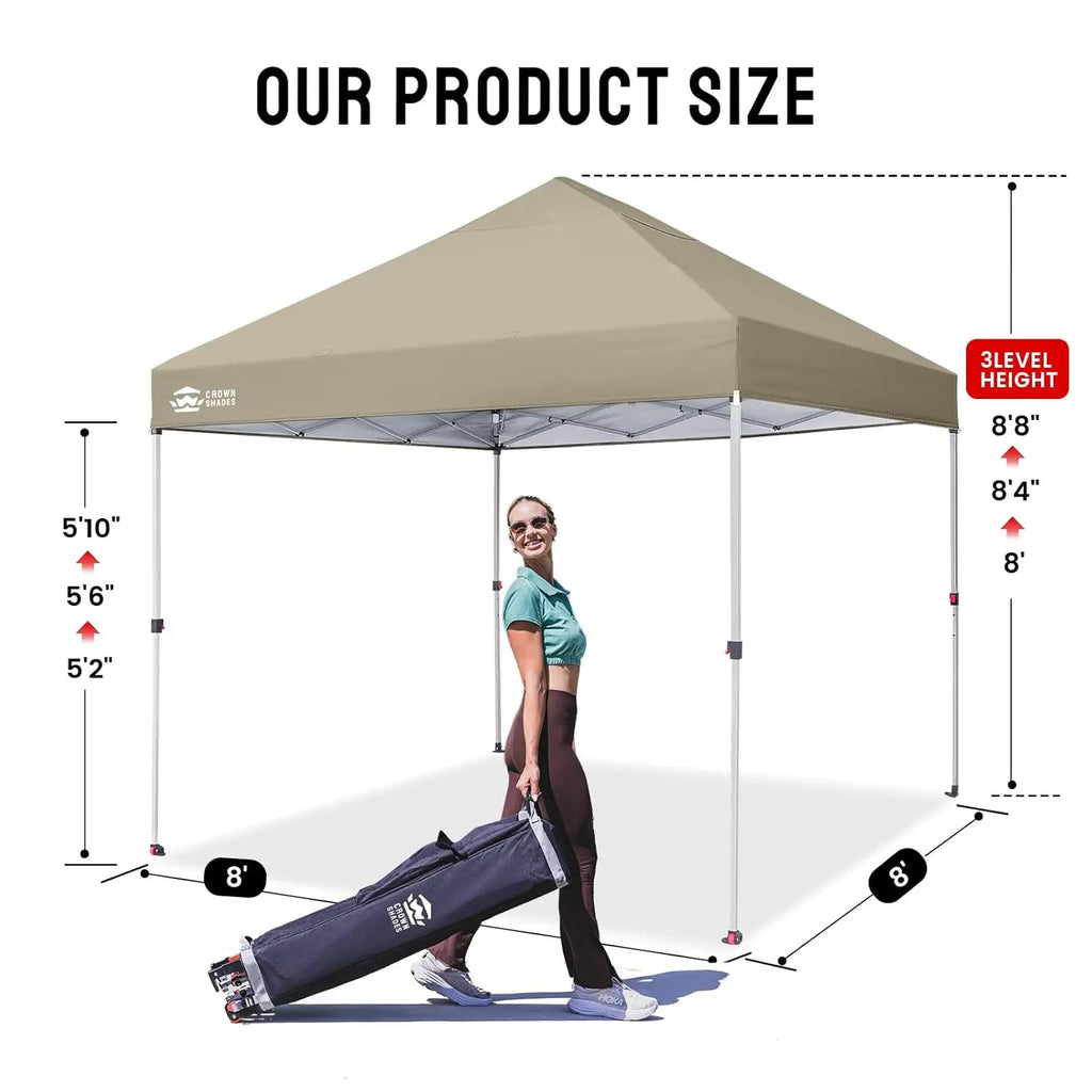 8x8 Pop Up Canopy - Beach Tent with One Push Setup - Easy Outdoor Sun Shade for Events, Parties, Camping - Gazebo, Customized