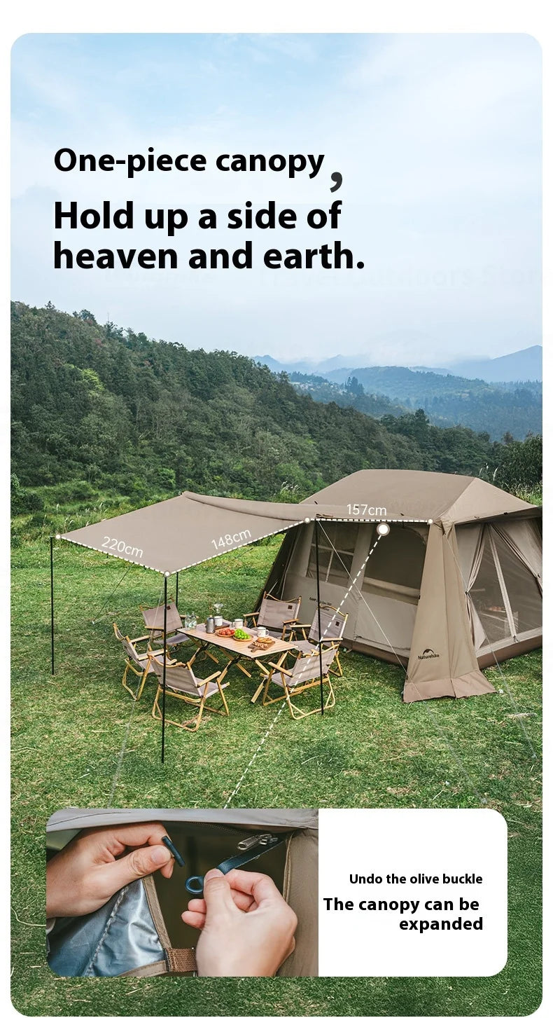 Naturehike Village 6.0-Roof Quick-open Camping Tent Outdoor Portable 150D Titanium Black Oxford Cloth Waterproof Sunscreen Tent