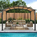 10x12ft Arched Outdoor Pergola with Beige Retractable Canopy