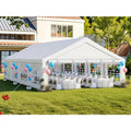 20x30FT Heavy Duty Outdoor Wedding Party Tent Galvanized Steel Frame, White Roof, Removable PVC Sidewalls, 2 Storage Bags