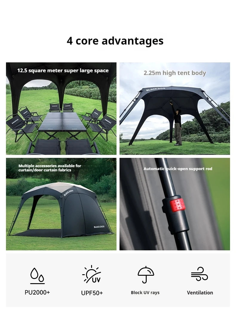 Naturehike BLACKDOG Camping Dome Tent Sunshade 150D Oxford Cloth Combination Buckle or Zipper Outdoor Travel Tent With Chimney
