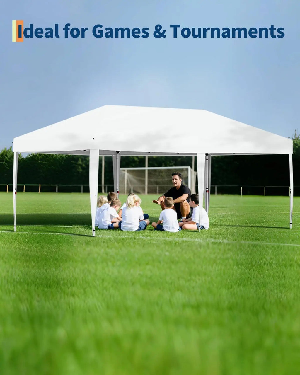 Tente de réception instantanée imperméable 10'x20' avec 6 parois latérales et 12 piquets |   Tente d'extérieur robuste pour événements, mariages, jardin, camping et marchés (Blanc)