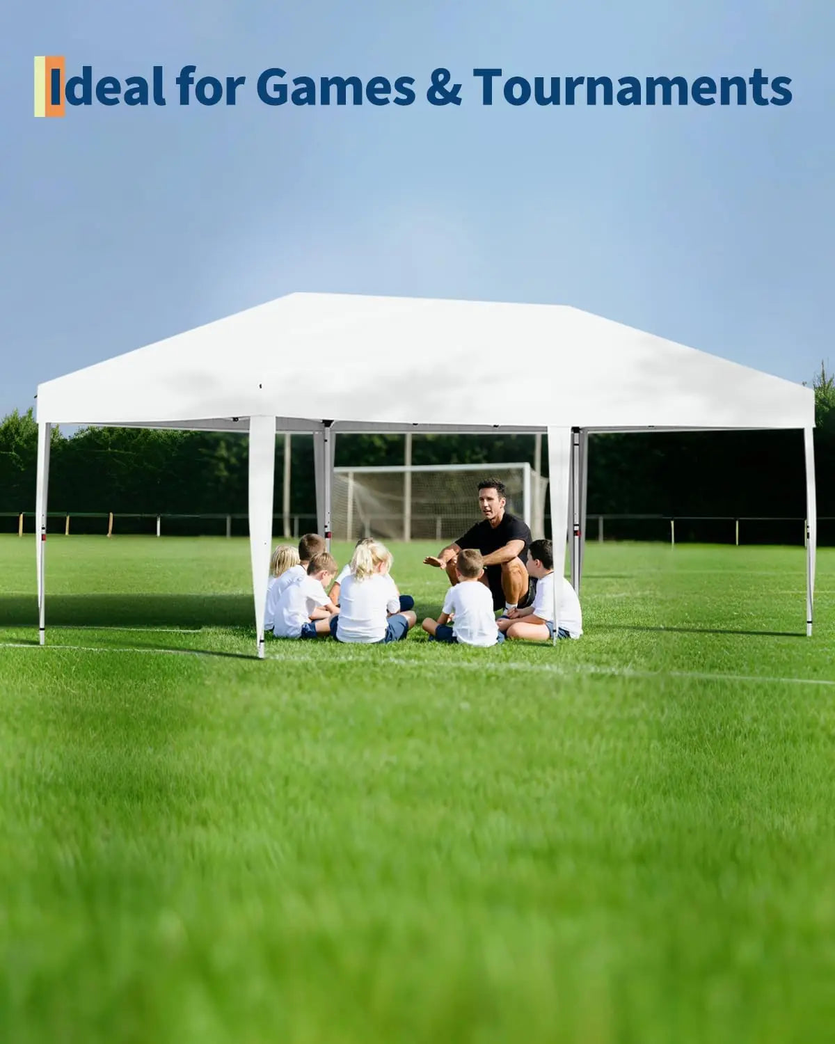 Tente de réception instantanée imperméable 10'x20' avec 6 parois latérales et 12 piquets |   Tente d'extérieur robuste pour événements, mariages, jardin, camping et marchés (Blanc)