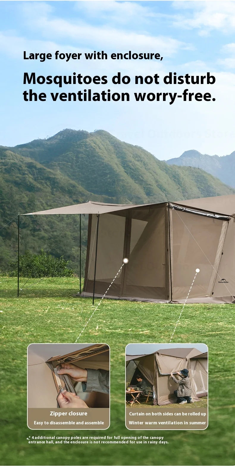Naturehike Village 6.0-Roof Quick-open Camping Tent Outdoor Portable 150D Titanium Black Oxford Cloth Waterproof Sunscreen Tent