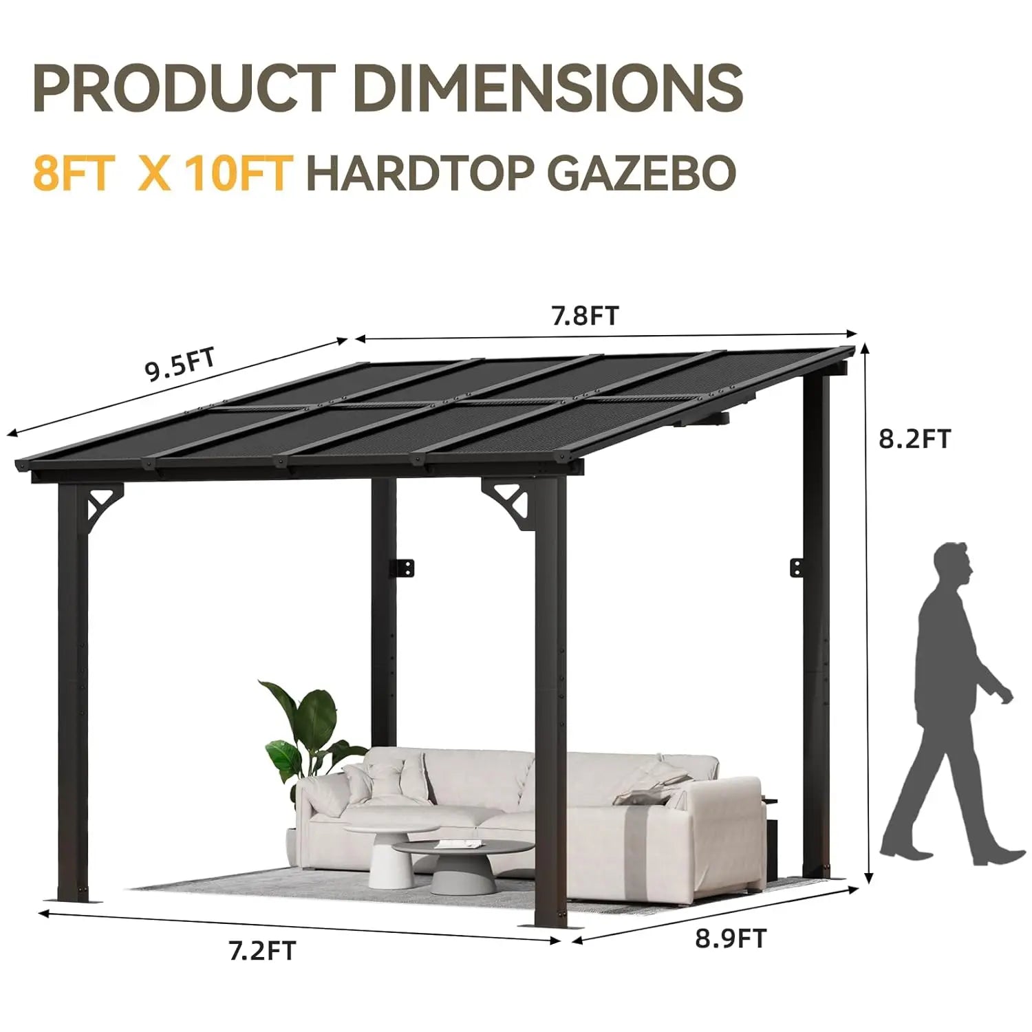 Customized 3-Seat High Back Patio Sofa with Wide Armrest, Thick Soft Cushions, Weatherproof, Suitable for Porch, Deck