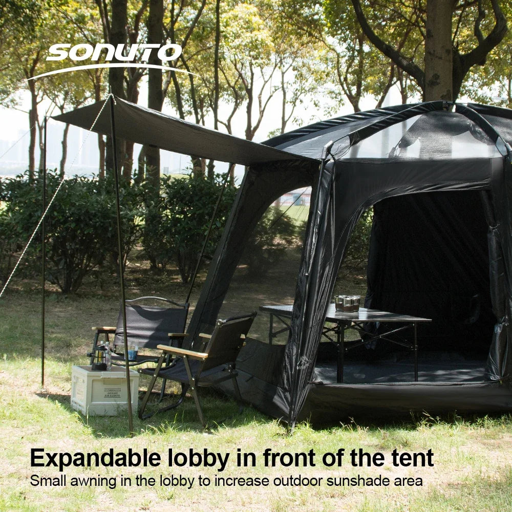 8-12 Person Outdoor Camping Family Tent Double Layers Oversize 2 Rooms Thickened Rainproof Canopy Family Camp Tour Equipment