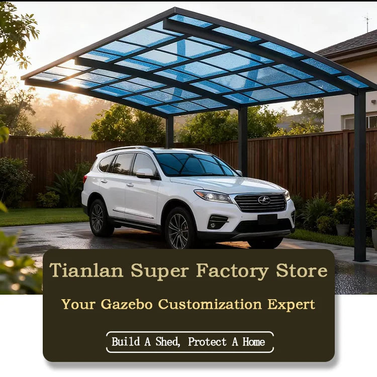 Modern Aluminium Carport, Tough Polycarbonate Canopy, Multi-scene Single Carport,Snow & Hail Resistant Shelter for Private Homes
