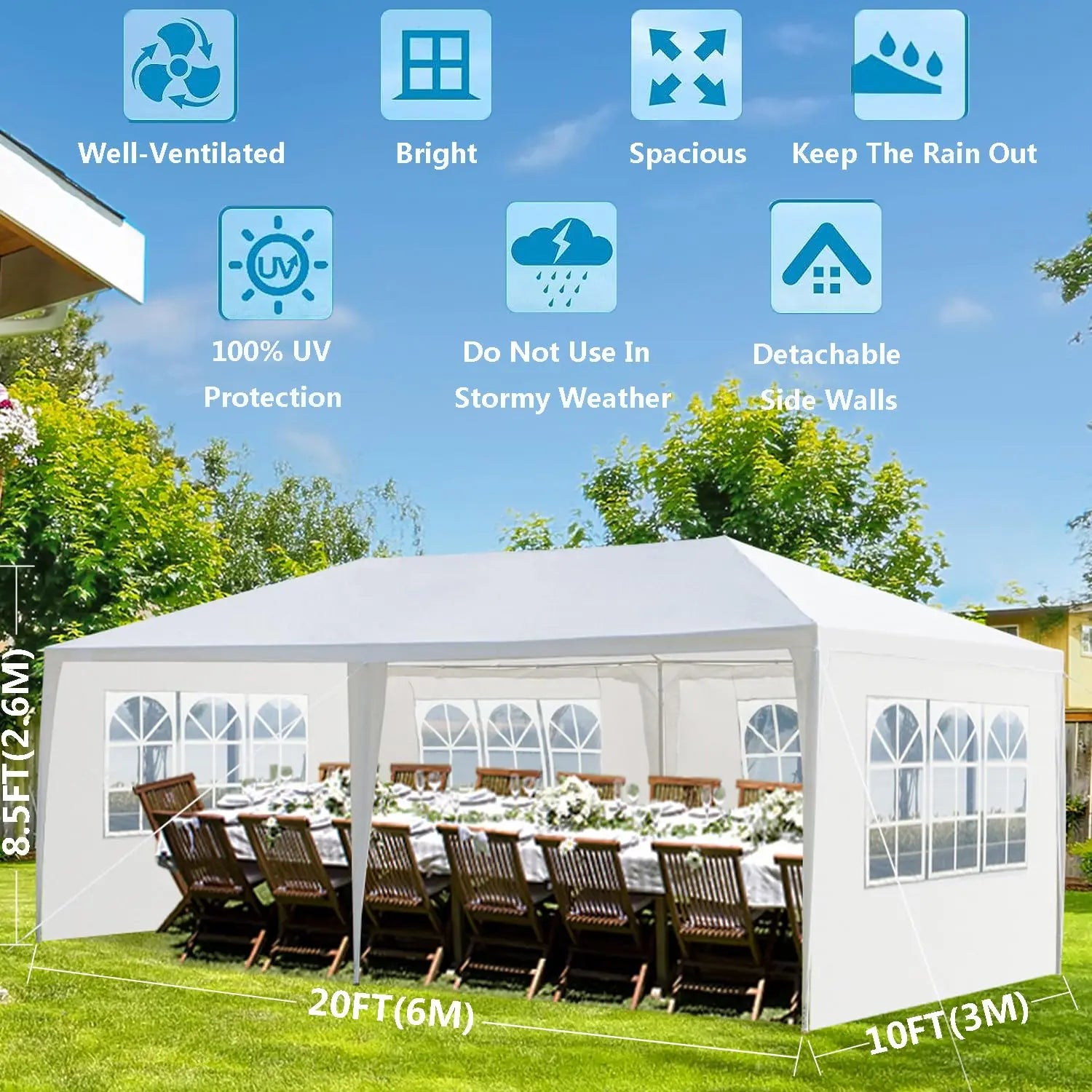 Tente de réception extérieure, chapiteau de camping, tente de fête, abri de jardin pour mariages, événements, barbecues, stands, personnalisable