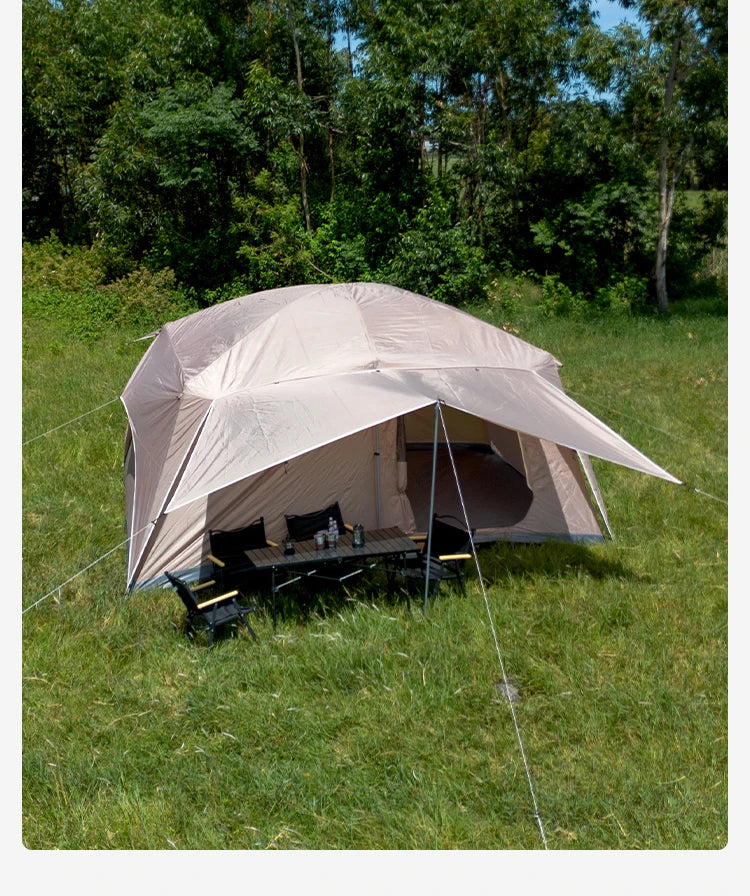 2025 8-12 P Family Camping Tent Extra Large Waterproof Windproof 2 Room Tent with Sun Protection Carry Bag Easy Setup Outdoor