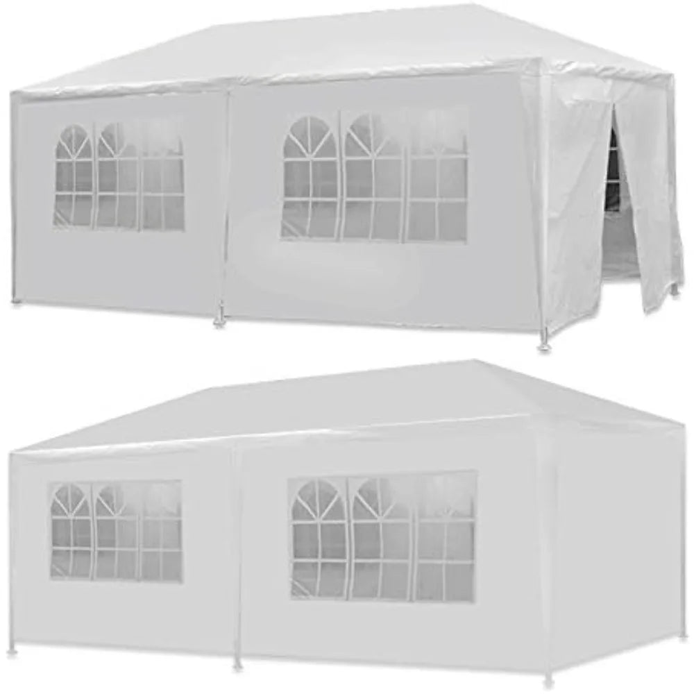 10' x 20' Outdoor White Waterproof Gazebo Canopy Tent with Removable Sidewalls Windows Heavy Duty Tent for Party W