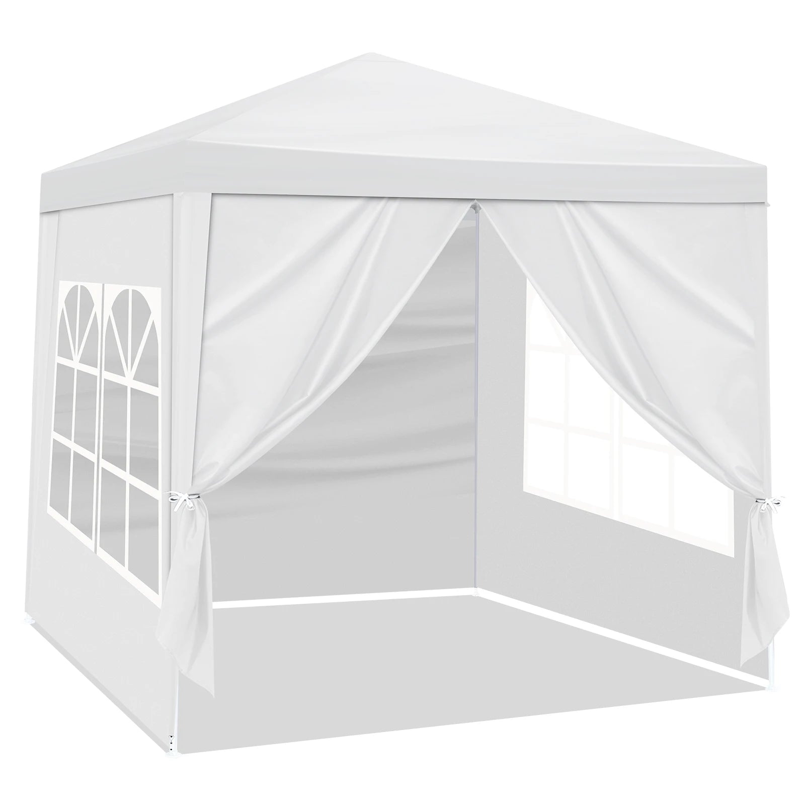 6.5'x6.5' Outdoor Party Tent, Waterproof Canopy with 4 Removable Sidewalls, 2 Doors & 2 Clear Windows, Portable Gazebo for Wedding, Backyard BBQ, White