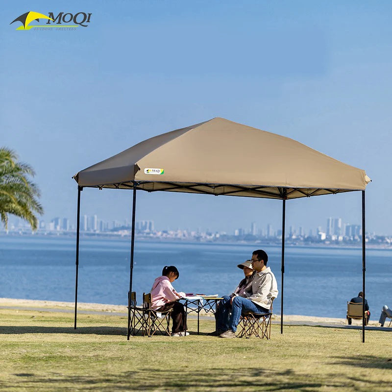 Outdoor pop-up canopy Gazebo Tent beach camping instant canopy 10x10 feet (khaki color) Convenient to carry withWith tugboat bag