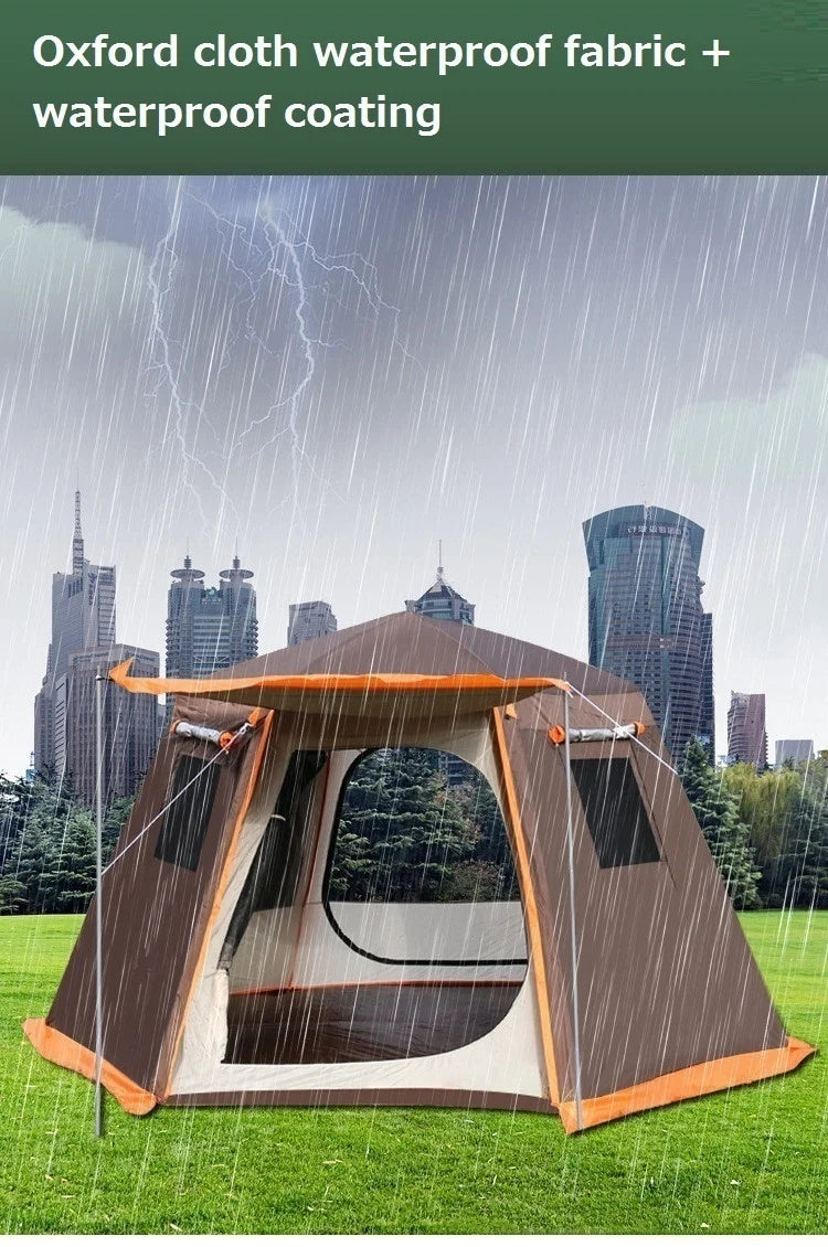 Automatic Camping Tent Outdoor Waterproof Anti-UV Hexagonal Big Tent Aluminum Pole Garden Pergola Awning Family Tent 4-6 Persons