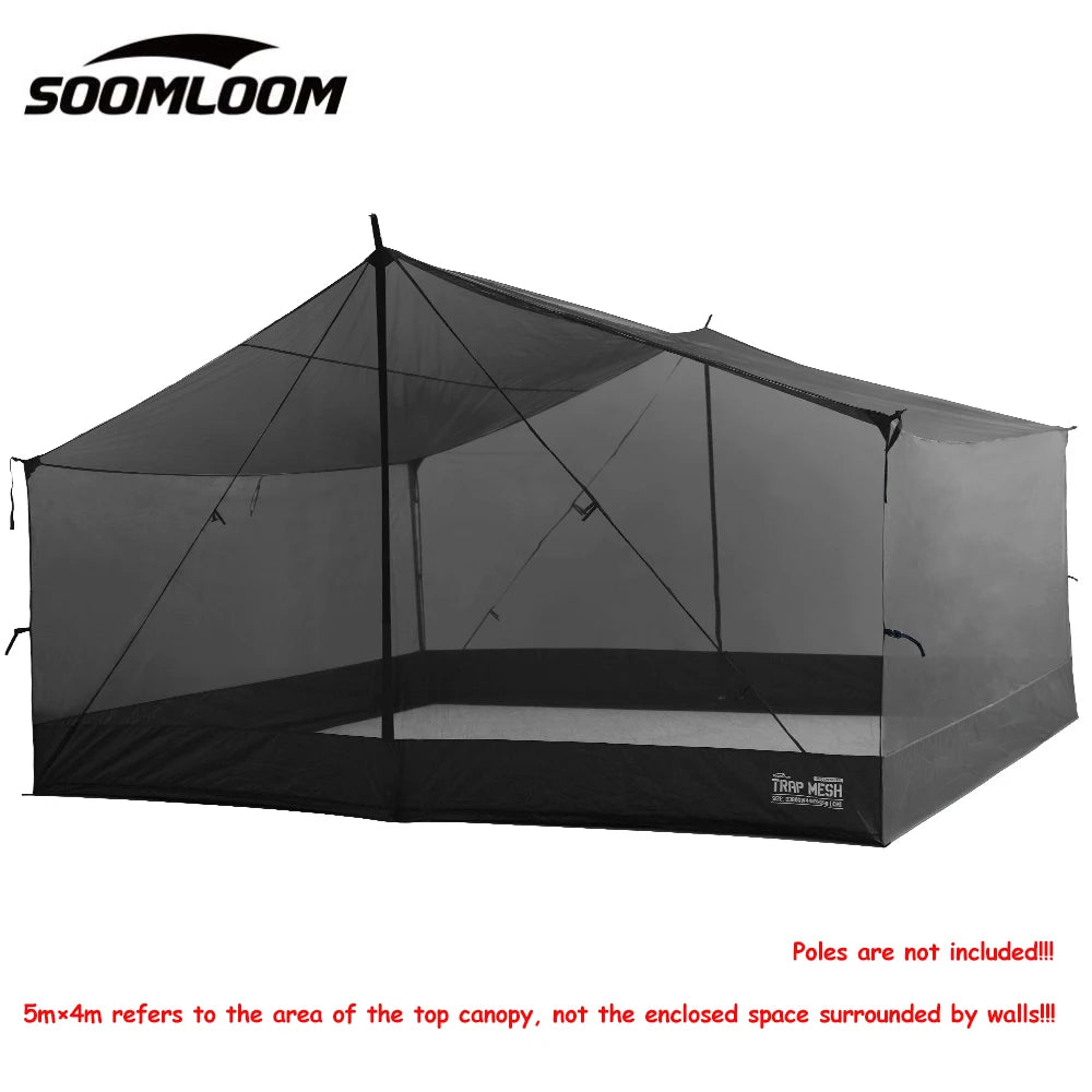 Soomloom Mesh Screen for 5×4M Tarp – Lightweight Mosquito Tent with Skirt, Insect-Proof Mesh Shelter for Summer Outdoor Camping