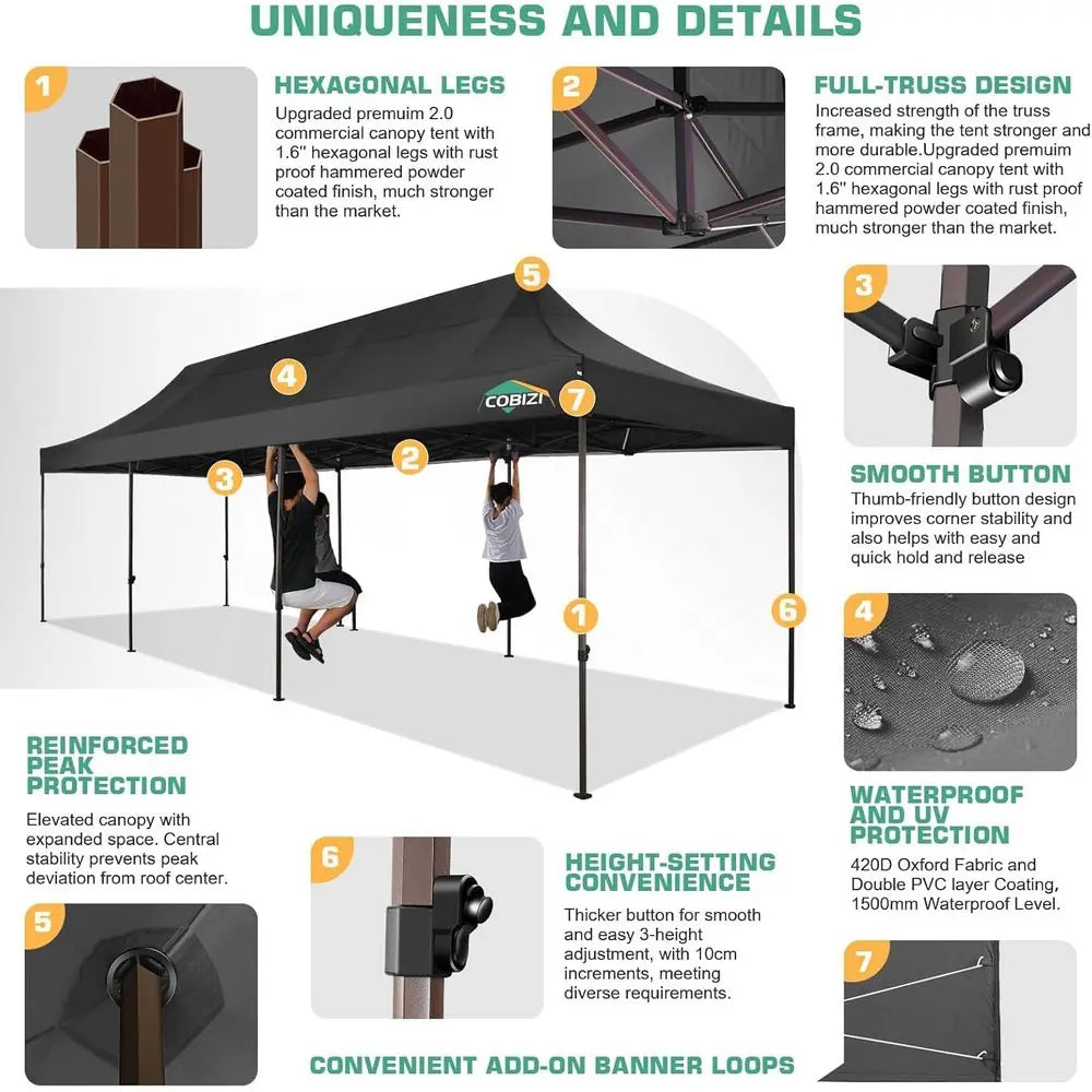 10x30 Pop  Canopy Heavy Duty with 8 Removable Sidewalls, Commercial Portable Tents for Parties Ez  Canopy AllWeather Windpr