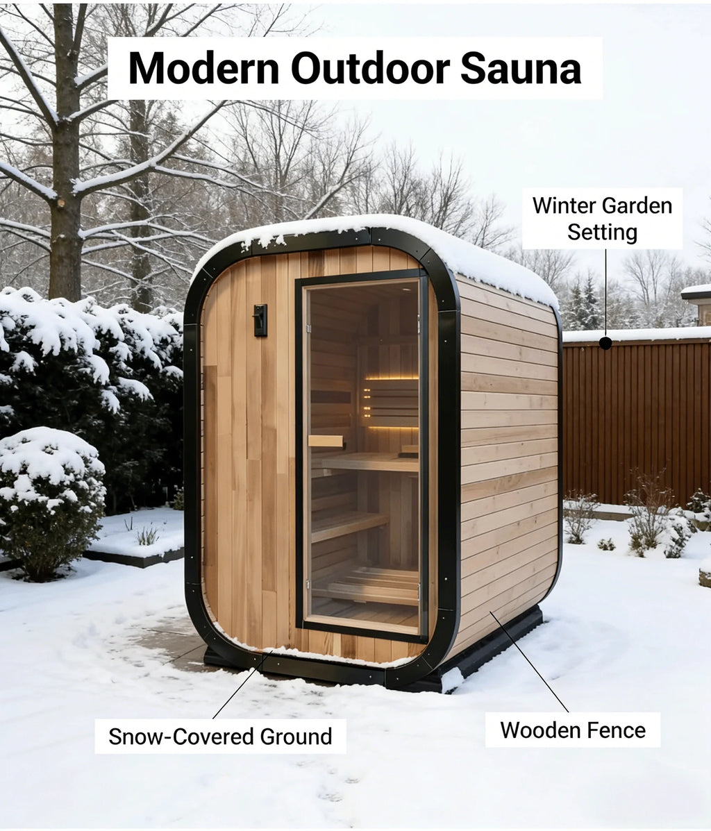 Sauna panoramique extérieur sur mesure, cabine de vapeur ronde, anti-corrosion, anti-fissuration, durable, chauffage intégré, spa à domicile
