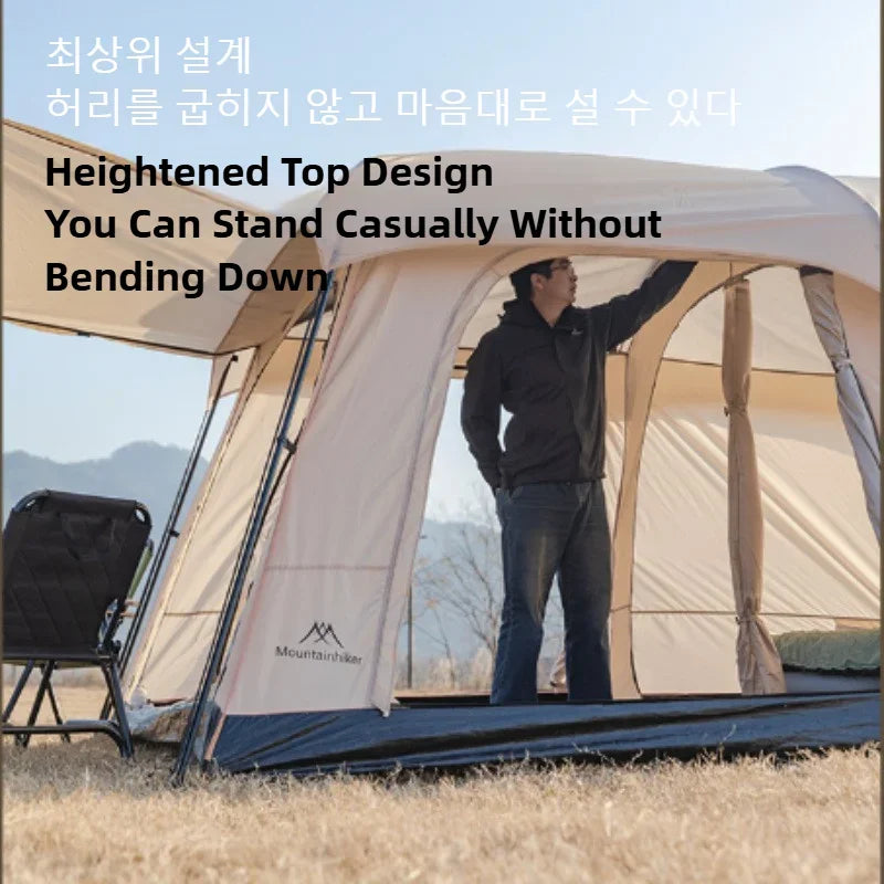 MOUNTAINHIKER Camping Family luxury Tent 3-12 Person Double Layers Oversize 2 Rooms Thickened Rainproof Outdoor Tour Equipment