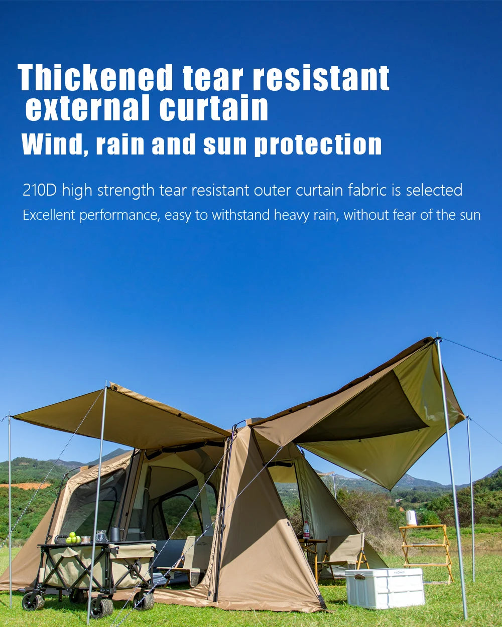 Tunnel tent 8-12 person 4-season double-layer waterproof UV resistant and windproof tent Family outdoor camping tent detachabl