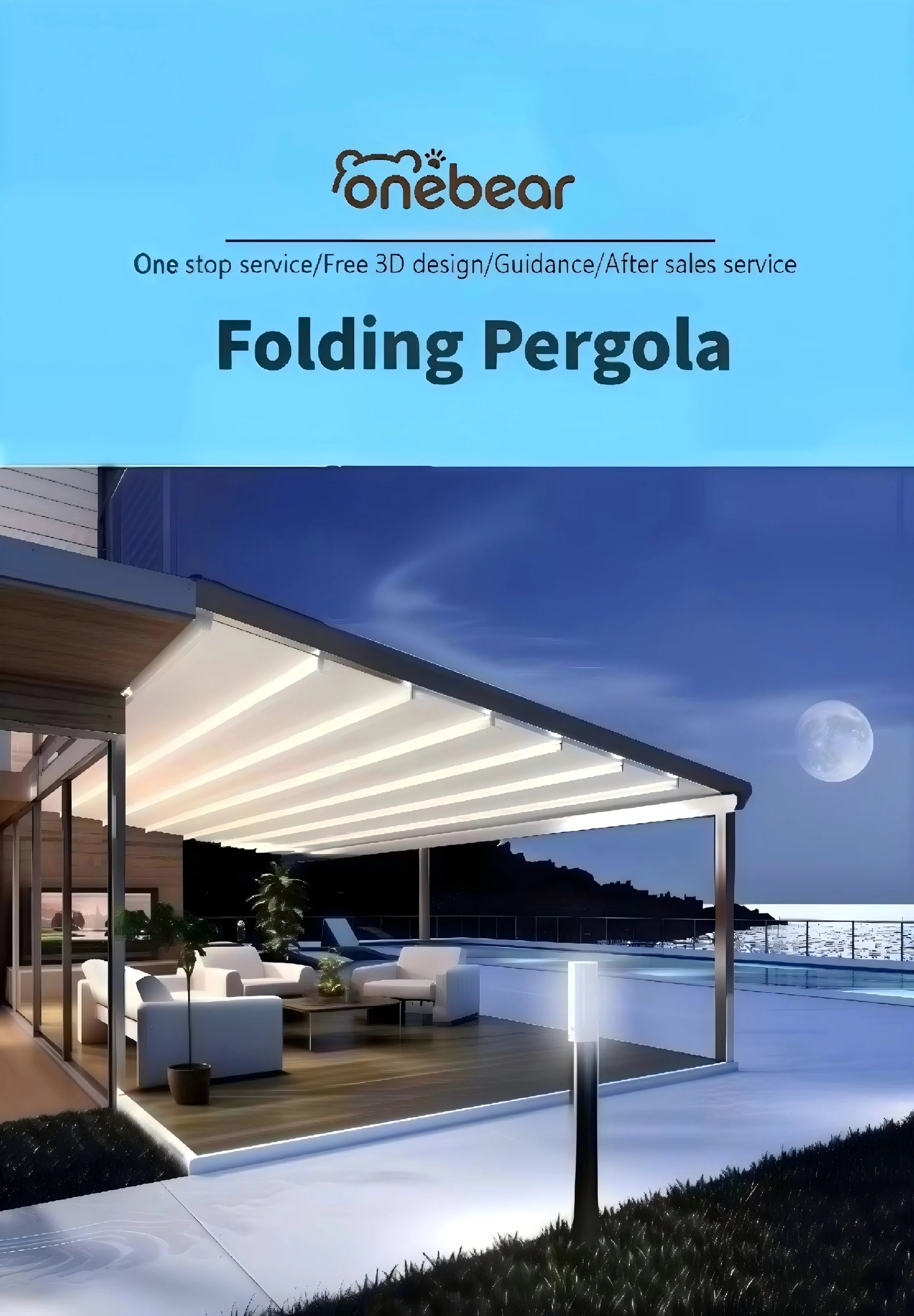Any Size Custom Wholesale Premium PVC Fabric Cover Motorized Gazebo Auto Retractable Waterproof Outdoor Patio Canopy