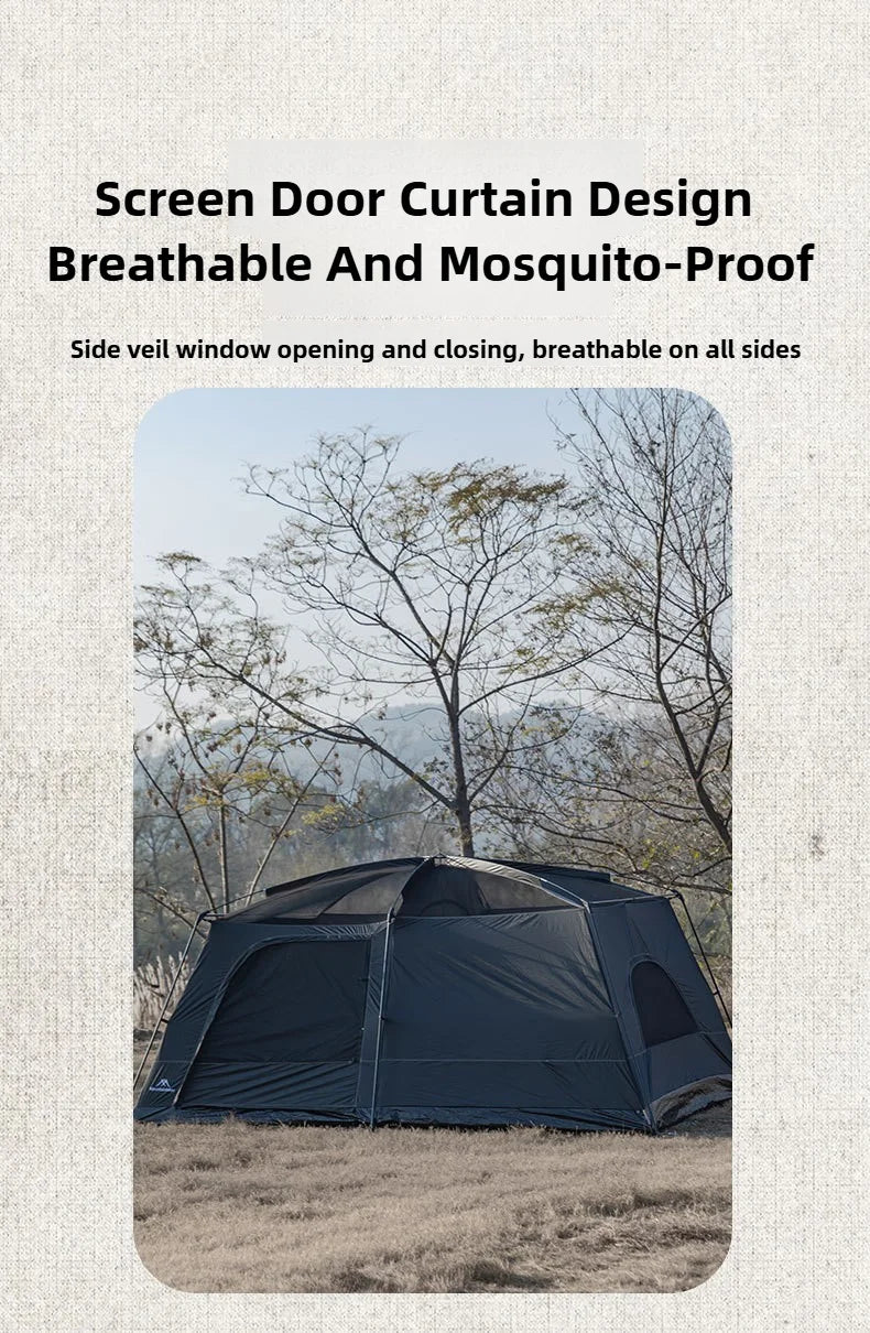 MOUNTAINHIKER Camping Family luxury Tent 3-12 Person Double Layers Oversize 2 Rooms Thickened Rainproof Outdoor Tour Equipment