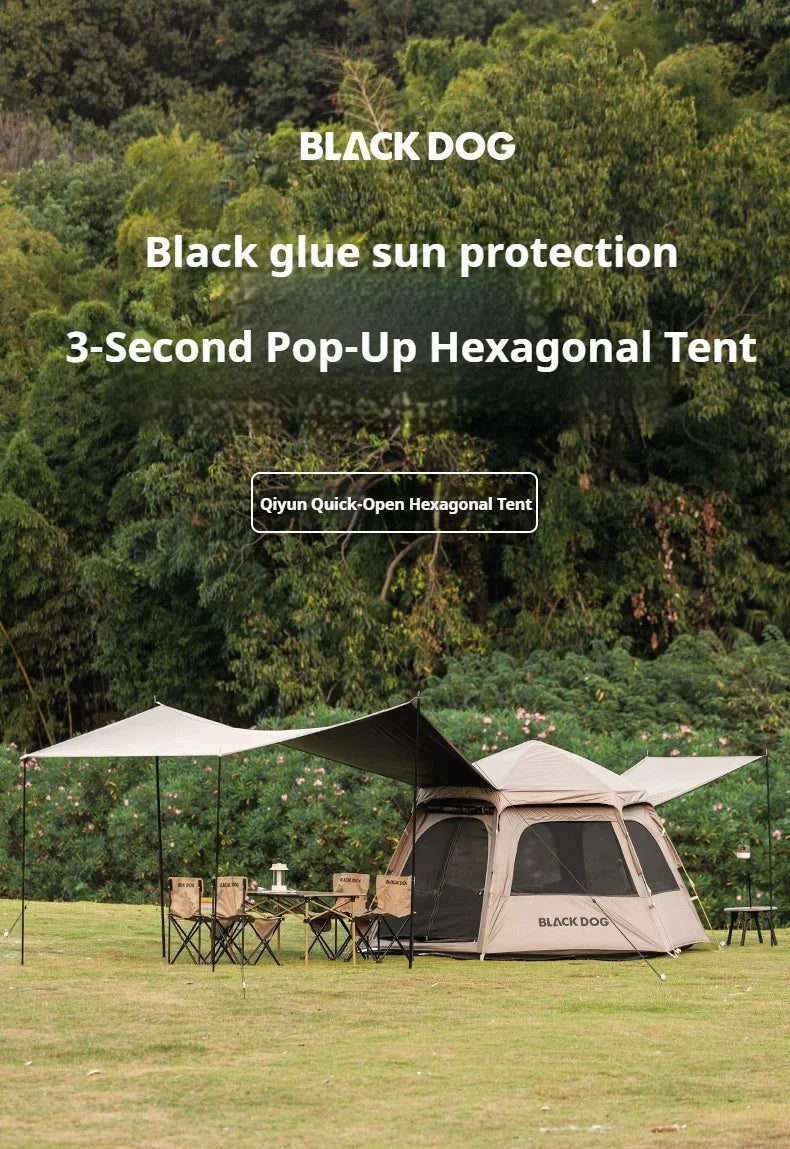 Naturehike BLACKDOG Qiyun 3-Speed Hexagonal Tent Sunscreen Stable Cooling Sensation Strong Wind Resistant Fiber Support With 360