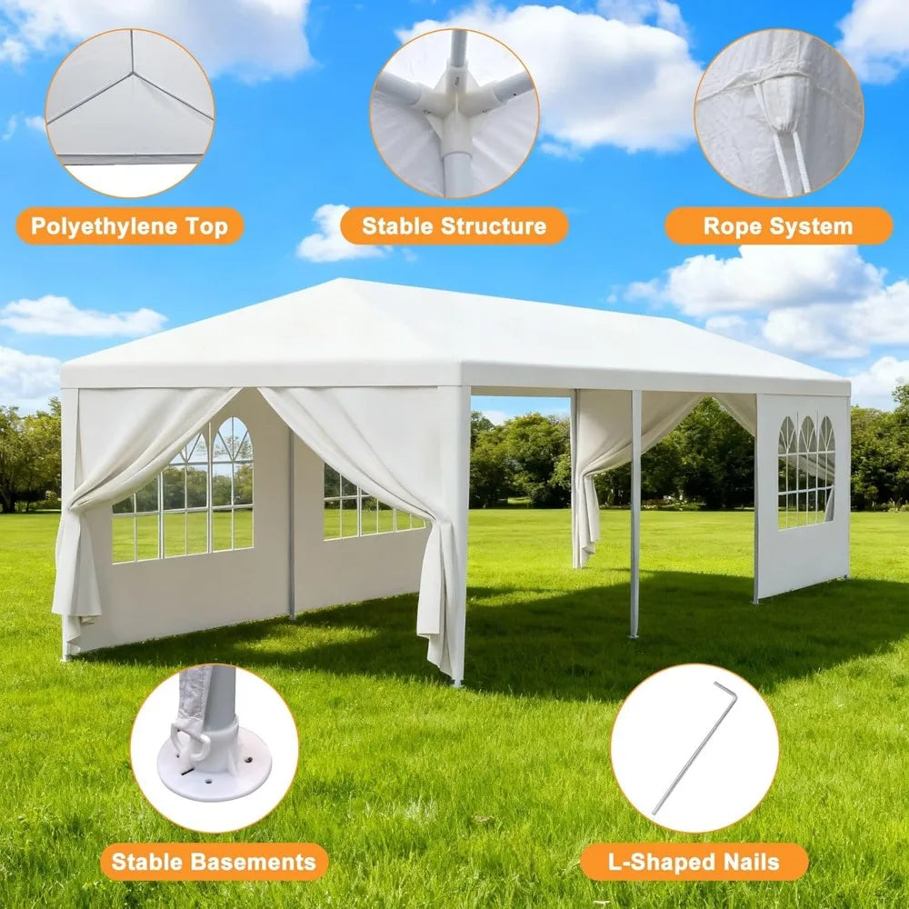 10'x30' Outdoor Party Tent Heavy Duty Large Backyard Canopy Tent Cater Party Favor Supplies Patio Gazebo for Outdoor Events