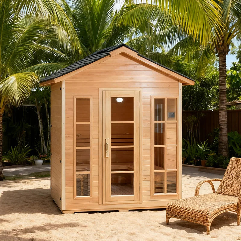 Sauna extérieur, espace de repos, maison en bois, sauna carré préfabriqué en cèdre