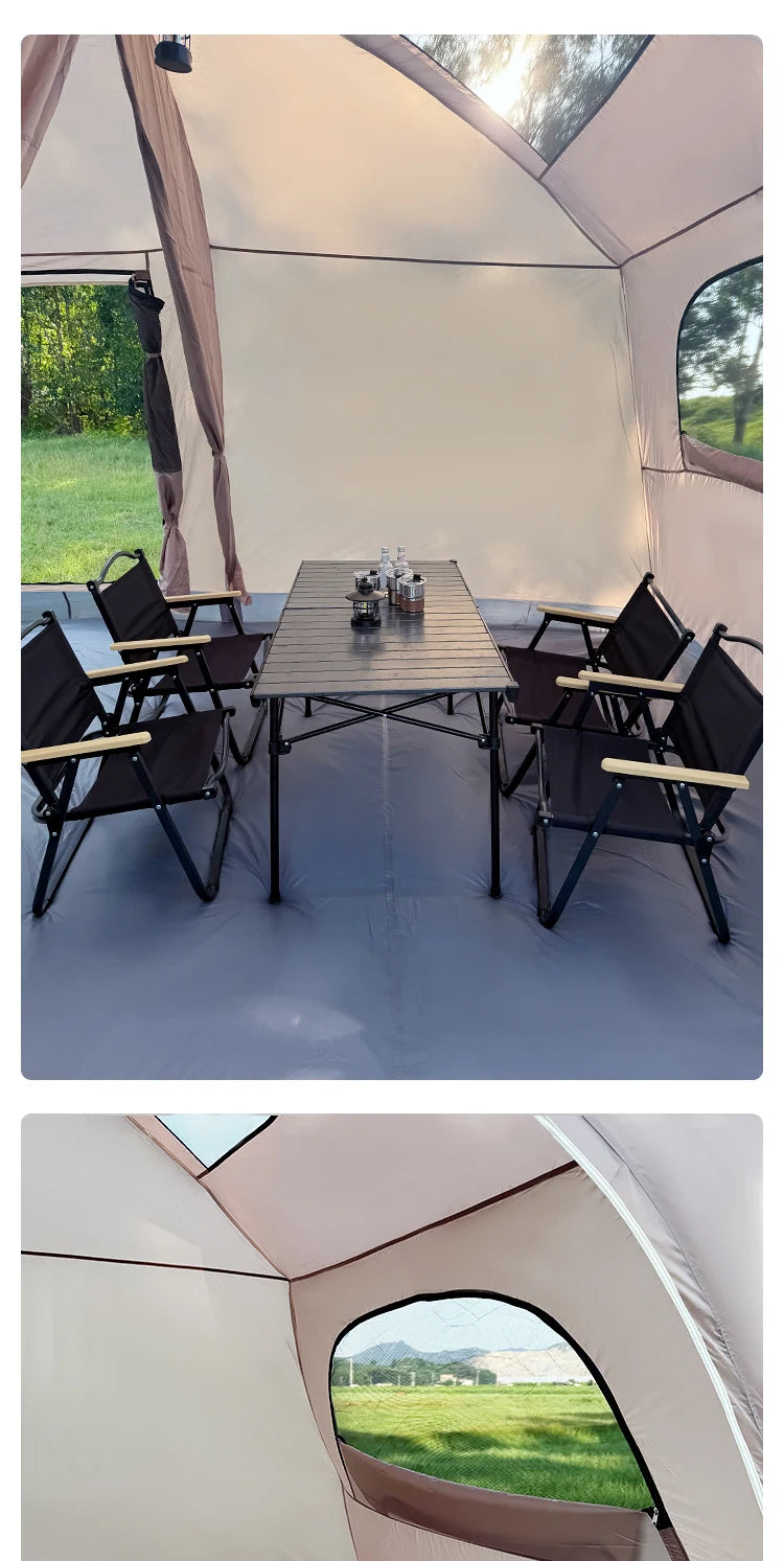 2025 8-12 P Family Camping Tent Extra Large Waterproof Windproof 2 Room Tent with Sun Protection Carry Bag Easy Setup Outdoor