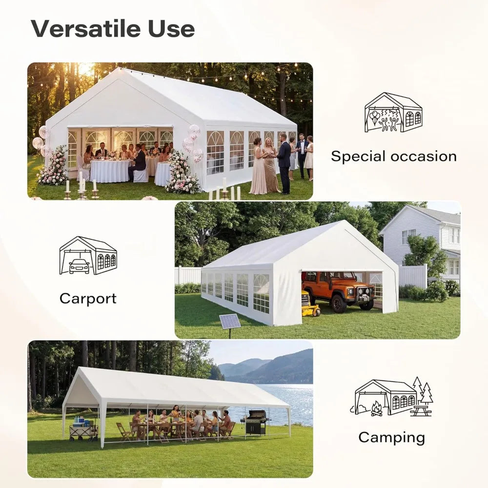 20x40 Party Tent, Heavy Duty White Wedding Canopy with Removable Sidewalls & Steel Frame, Event Shelter Tent for, Customized
