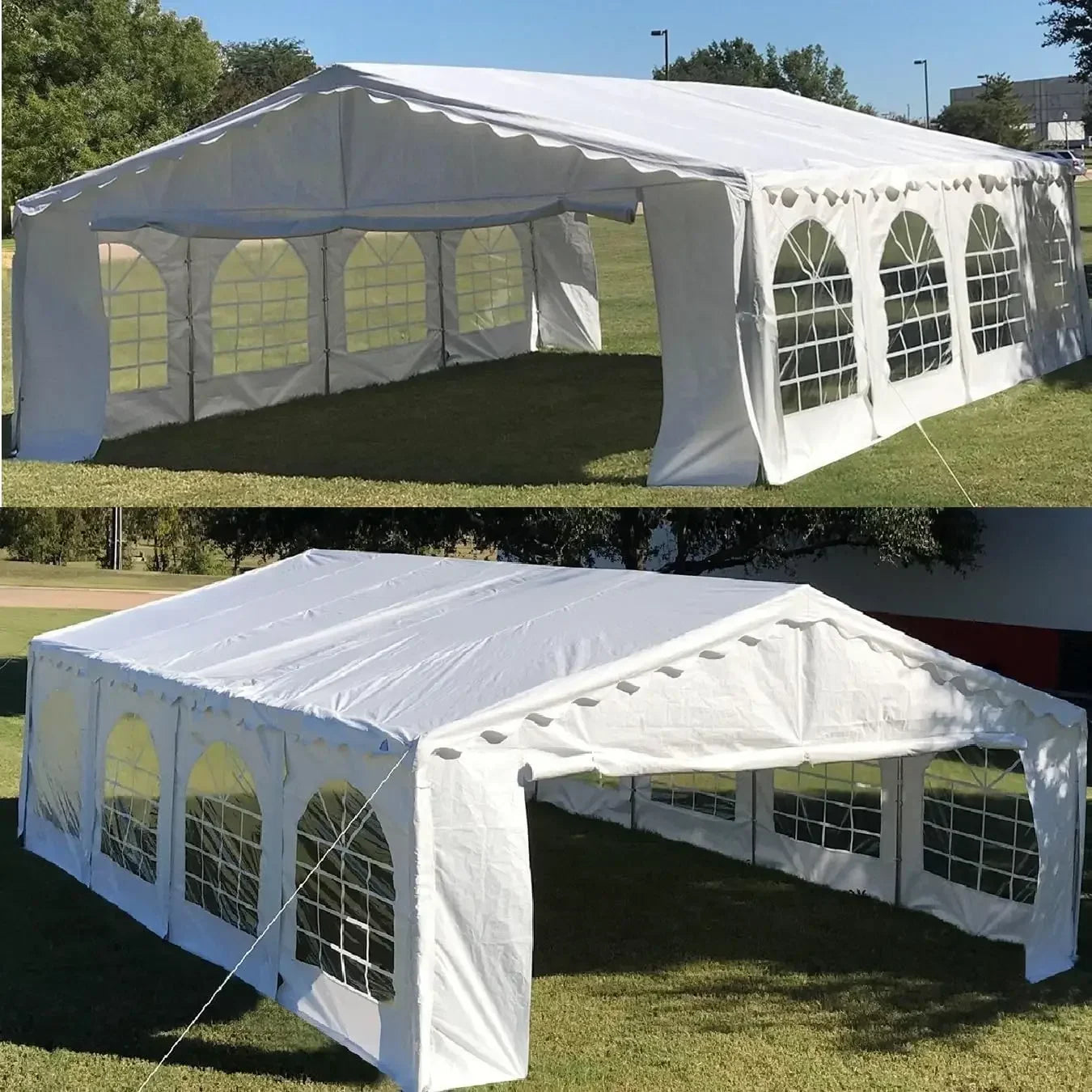 Tentes en PE budgétaires 26'x16', pour fêtes, auvent extérieur, tente de mariage avec parois latérales amovibles supérieures imperméables