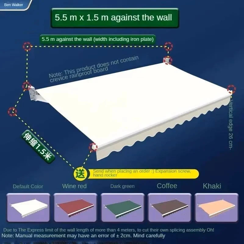 Outdoor Retractable Gazebos Electric Hand-cranked Sun Protection and Rain Protection Canopy Creative Courtyard Balcony Tents ZZ