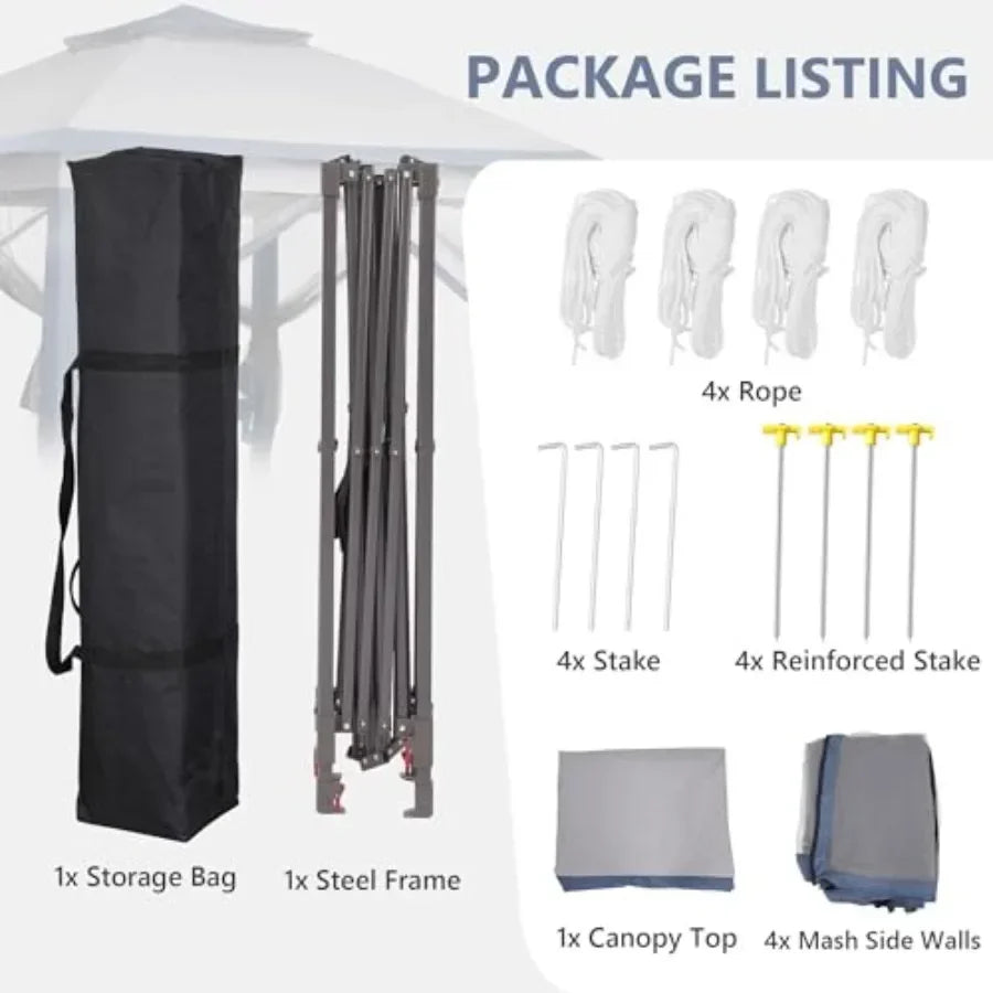 11x11 Pop Up  Tent Outdoor  with Netting Outdoor Gazebo for Backyard Tent with Handbag