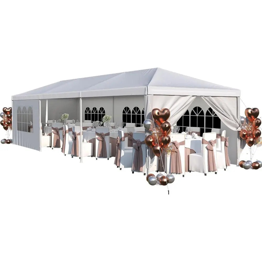 Large 10x30 Outdoor Waterproof Party Tent with Removable Sides and 2 Doors for Weddings, Events
