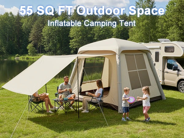 Outdoor Park Camping Glamping Tent Multi-person 4-5 People Tent Hiking Mountain Hiker Inflatable Tent Portable Rainproof Tent